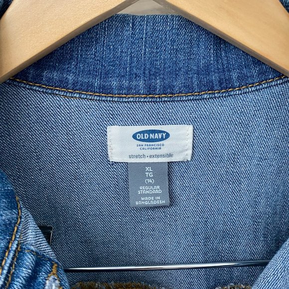 🎬✨ Old Navy - Girls Stretch Denim Jacket XL (14) - Picture 3 of 6